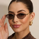 Amalfi geometric tinted fashion glasses with a gold frame, view 3