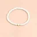 Heart Bead Bracelet Set of 4, Boho Glass Bead Bracelets, Pink or Light