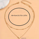 Heart Layered Necklace for Women, Double Layer Gold Collarbone Chain