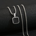 Ivor Men's Black Square Pendant Necklace, view 4