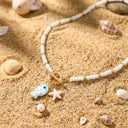 Starfish Bead Necklace, White Beach Necklace with Fish Charms