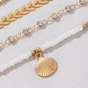Shell Bracelet Set of 4, Beach Bracelets for Women, Gold or Blue