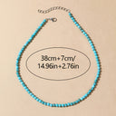 Turquoise Bead Choker Necklace, Blue Beaded Beach Choker for Women