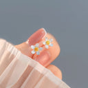 Daisy Stud Earrings for Women, Small Silver Flower Studs