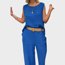 Peggy boho two-piece set with pocket in natural tones, view 5