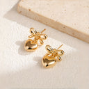Bow Heart Drop Earrings for Women, Vintage Gold Earrings