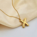 Initial Necklace A to Z, Bubble Letter Necklace, 18K Gold Plated Stainless Steel
