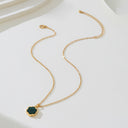Clover Pendant Necklace for Women, Gold Tone with Black, Green or White Enamel