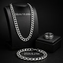 Keegan Men's Cuban Chain Necklace, Bracelet and Ring Set, view 2