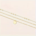 Coin Necklace for Women, Gold Three Layer Necklace with Coin Pendant