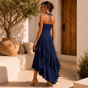 Eloise the elegant asymmetric ruffle midi dress
