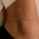 Gold Anklet Set of 2, Snake Chain and Dainty Chain Anklets 20 cm, Waterproof Stainless Steel | Marliva
