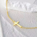 Zadie Sideways Cross Chain Bracelet, view 3