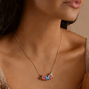 Custom Name Necklace, Colourful Bubble Letters on Gold Snake Chain, Stainless Steel