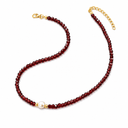 Red Bead Necklace for Women, Adjustable Wine Red Glass Bead Necklace