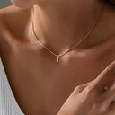 Cross Necklace for Women, Adjustable Gold Rectangular Cross Pendant