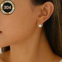 Pearl Earrings for Women, 316 Stainless Steel, Hypoallergenic, Gold or Silver