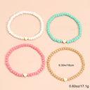 Heart Bead Bracelet Set of 4, Boho Glass Bead Bracelets, Pink or Light