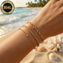 Chain Bracelet Set of 3, 304L Stainless Steel, 18K Gold Plated or Silver