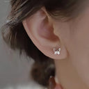 Butterfly Stud Earrings for Women, Small Cubic Zirconia Studs, Silver