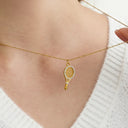 Gemma Gold Tennis Racket Necklace, view 2