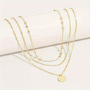 Coin Necklace for Women, Gold Three Layer Necklace with Coin Pendant