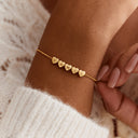 Heart Initial Bracelet, Custom Letters on Heart Charms, 18K Gold Plated Stainless Steel, 1 to 5 Letters