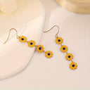 Daisy Earrings for Women, Long Flower Drop Earrings, White or Yellow