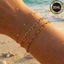 Bracelet Set of 3 for Women, 304L Stainless Steel, 18K Gold Plated or Silver