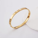 Clover Bangle Bracelet for Women, Stainless Steel, 18K Gold Plated or Silver