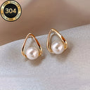 Pearl Earrings for Women, 316 Stainless Steel, Hypoallergenic, Gold or Silver