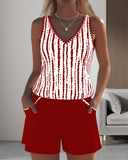 Ilona printed V-neck tankini set with pockets, view 8
