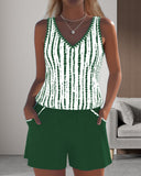 Ilona printed V-neck tankini set with pockets, view 11