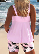 Bryn crossover tankini top with floral swim shorts, view 4