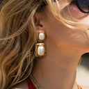 Valentina Chunky Pearl Drop Earrings, view 3