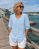 Demi floral blouse with round collar and relaxed fit, view 3
