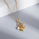 Una Gold Heart Charm Necklace, view 5