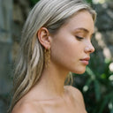 Winona Gold Hoop Earrings with Link Chain, view 3