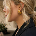 Nova Chunky Heart Gold Earrings, view 2