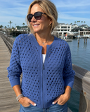 Lark zip-up knit cardigan for women with textured knit, view 3