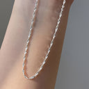 Water Wave Chain Necklace, Silver Plated Dainty Chain for Women