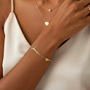 Name Bracelet, Custom Script Name with Heart Charm, 18K Gold Plated Stainless Steel, Gold or Silver