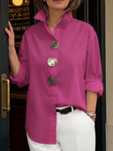 Harlow stand collar blouse with silver statement buttons, view 9