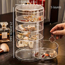 Eva Clear 5-Tier Rotating Jewellery Organiser with Dust Cover, view 2