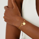 Initial Bangle A to Z for Women, Knotted Open Bangle, 18K Gold Plated