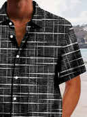 Esperance Men's Stripe and Check Pattern Shirt, view 9