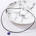 Evil Eye Cord Necklace for Women, Minimalist Black Cord Choker, White or Blue Eye