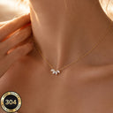 Leaf Choker Necklace, 304 Stainless Steel, 18K Gold Plated, Waterproof, Hypoallergenic