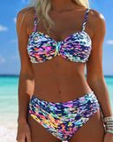 Avery abstract print bikini set with thin straps, view 2