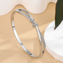 Rhinestone Bangle Bracelet for Women, Minimalist Gold or Silver Bangle